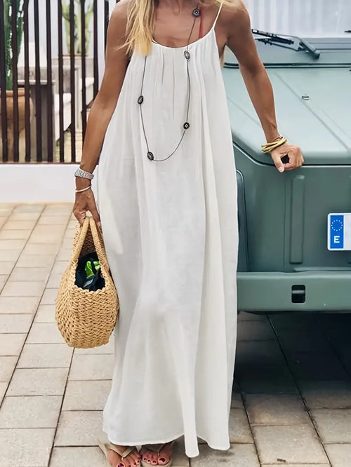 Robe Longue Légère pour Femme - Dos Nu, Sans Manches, Coupe Ample avec Détails Noués
