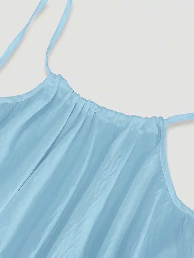 Robe Longue Légère pour Femme - Dos Nu, Sans Manches, Coupe Ample avec Détails Noués