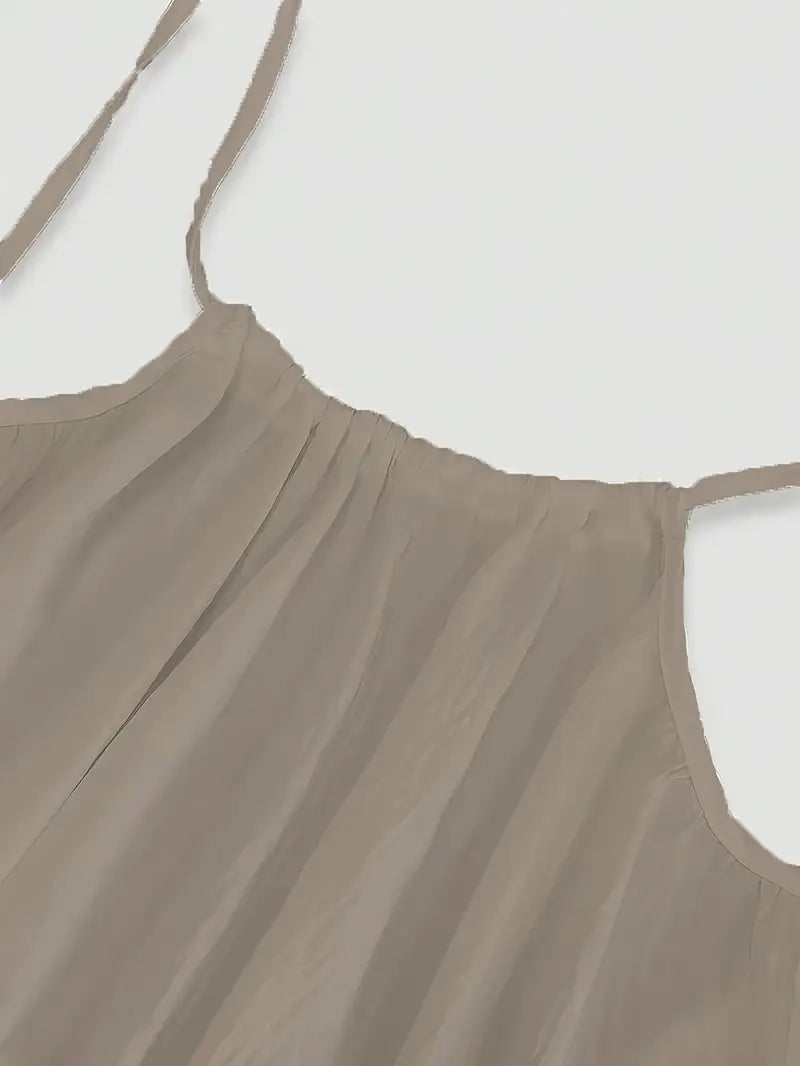 Robe Longue Légère pour Femme - Dos Nu, Sans Manches, Coupe Ample avec Détails Noués