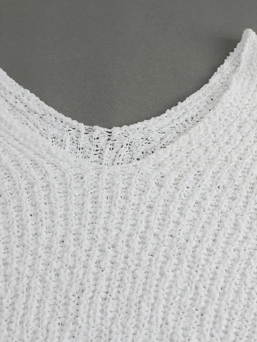 Cardigan Élégant Sans Bretelles pour Femme - Tricot Creux et Léger