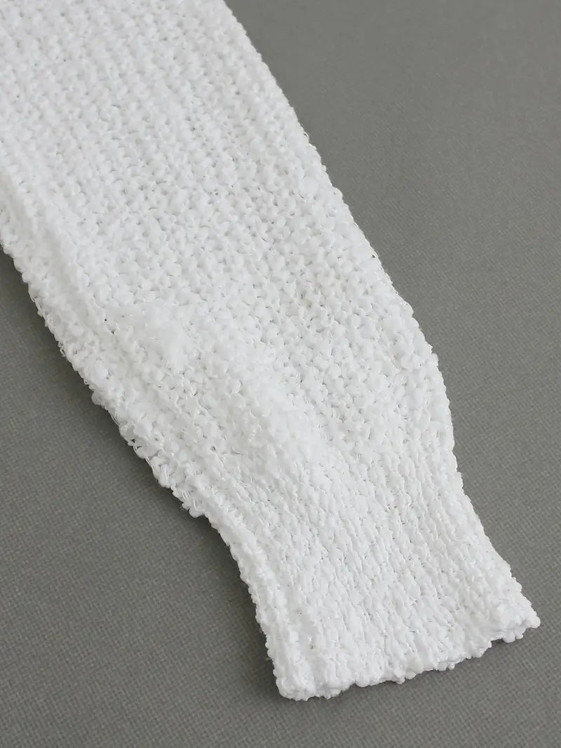 Cardigan Élégant Sans Bretelles pour Femme - Tricot Creux et Léger