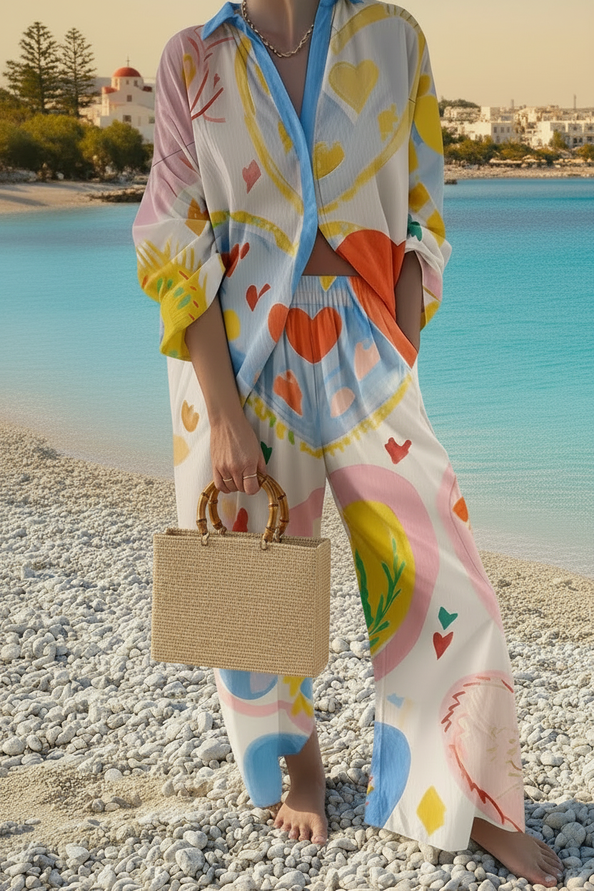 Ensemble chemise et pantalon coloré, ultra stylé, qui apporte instantanément une vibe fraîche, moderne et pleine de personnalité à votre look.