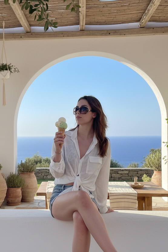 La chemise de bain blanche qui fait toute la différence dans votre dressing d’été. Subtilement semi-transparente, elle joue avec la lumière pour révéler juste ce qu’il faut, créant un équilibre parfait entre élégance et sensualité
