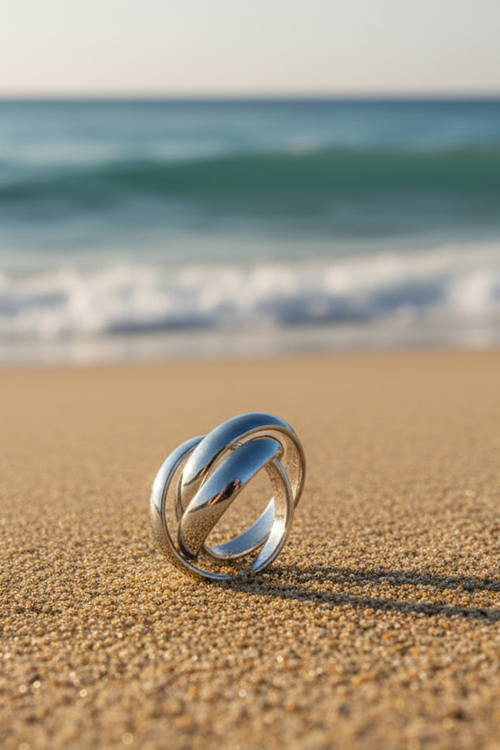 Bague Zélyra, trois anneaux entrelacés en argent 925, une création élégante et lumineuse qui incarne l’union parfaite entre modernité, féminité et luxe intemporel