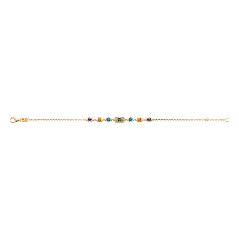Parure Héra collier & bracelet Duo ou solo en plaqué or 18 carats aux pierres divines arc-en-ciel, une explosion de lumière et de couleur pour une allure luxe, vibrante et irrésistiblement tendance