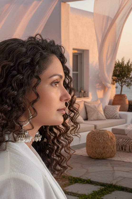 Boucles d’oreilles Théia à l'esprit nomade dorées en acier inoxydable, cristaux scintillants et pampilles de perles – l’élégance bohème chic incontournable