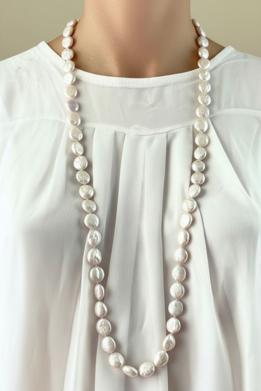 Collier de Designer minimaliste en vraies perles baroques – Élégance brutaliste raffinée