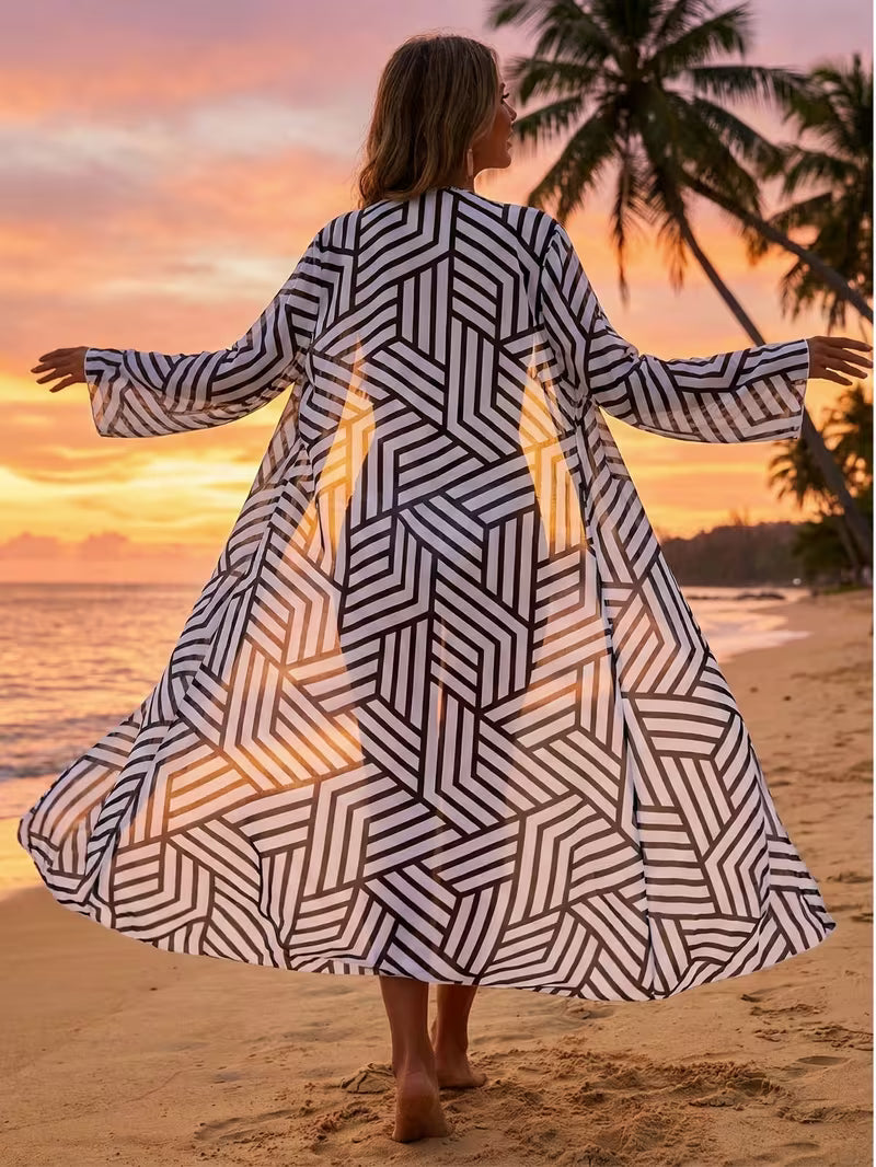 Kimono long balnéaire pour une allure moderne et féminine, de la plage au Beach Club