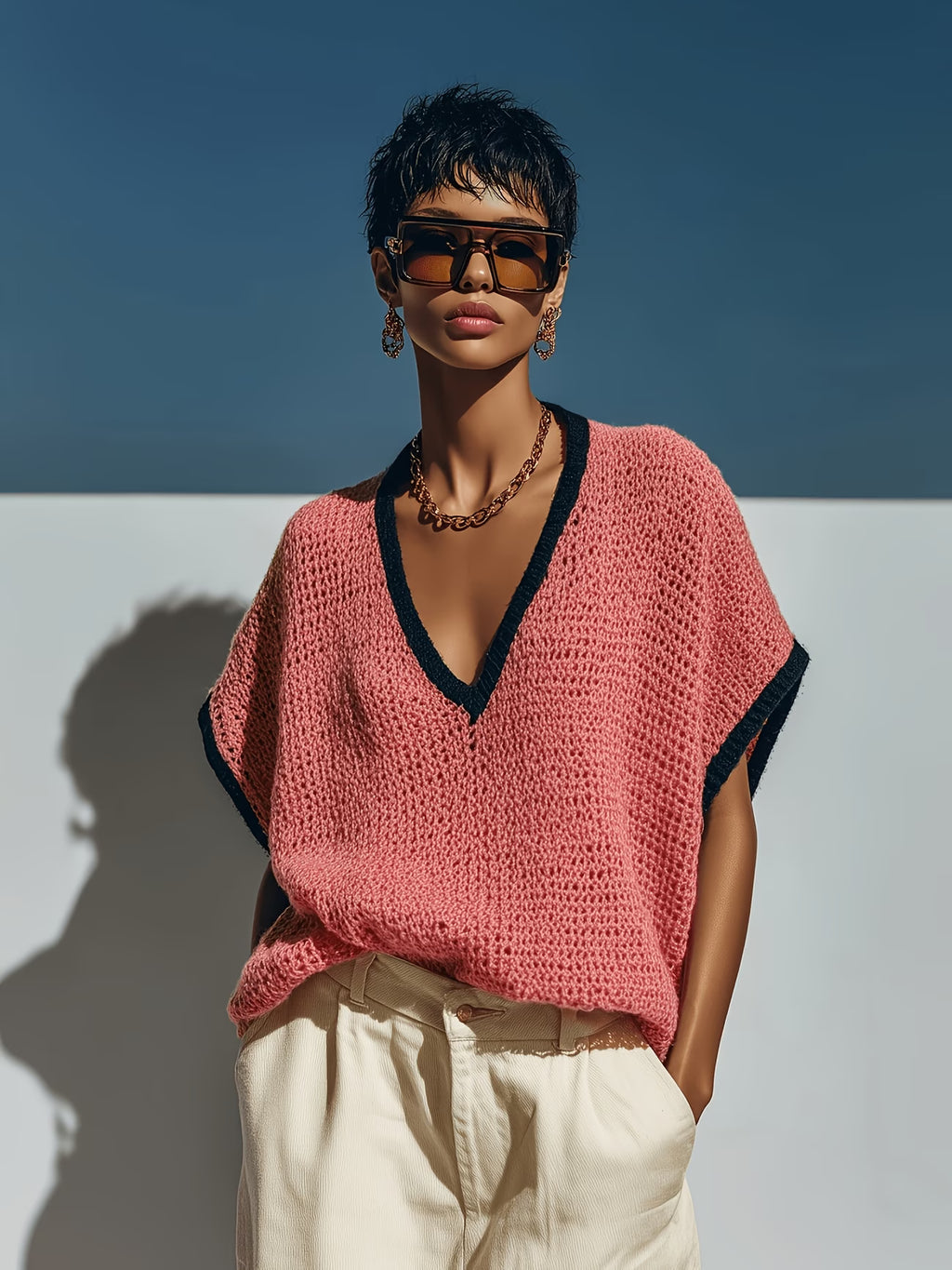 Pull oversize à manches chauve-souris en maille Monte-Carlo — Vogue Française