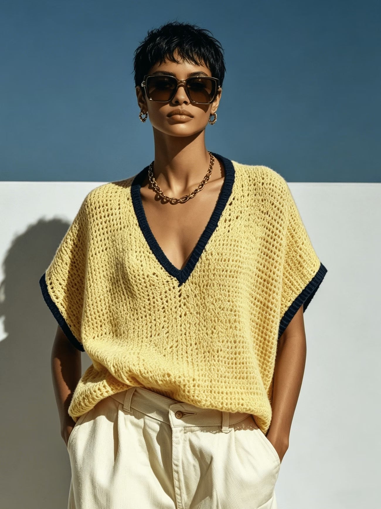 Pull oversize à manches chauve-souris en maille Monte-Carlo — Vogue Française