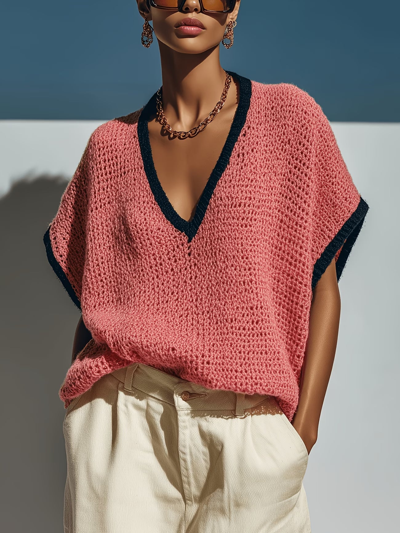 Pull oversize à manches chauve-souris en maille Monte-Carlo — Vogue Française