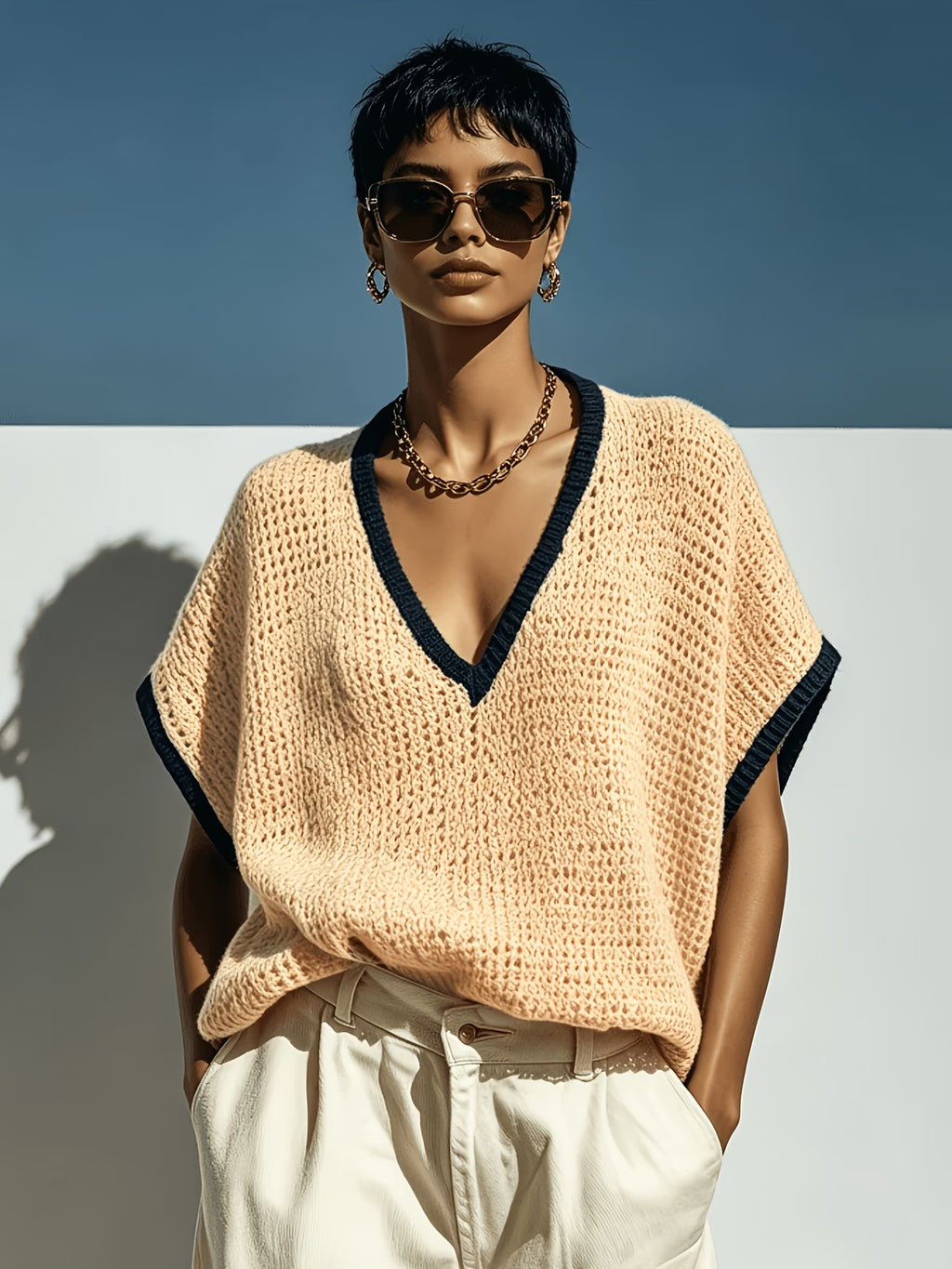 Pull oversize à manches chauve-souris en maille Monte-Carlo — Vogue Française