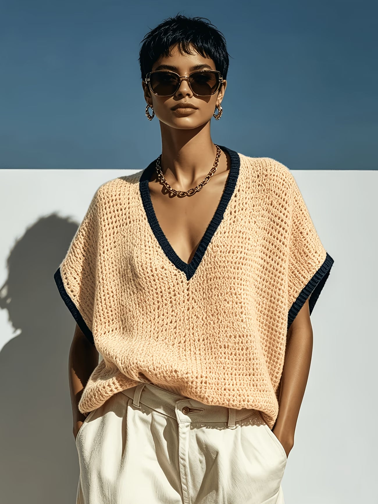 Pull oversize à manches chauve-souris en maille Monte-Carlo — Vogue Française
