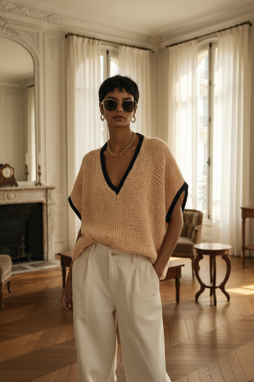 Pull oversize à manches chauve-souris en maille Monte-Carlo — Vogue Française