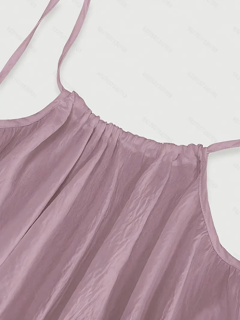 Robe Longue Légère pour Femme - Dos Nu, Sans Manches, Coupe Ample avec Détails Noués