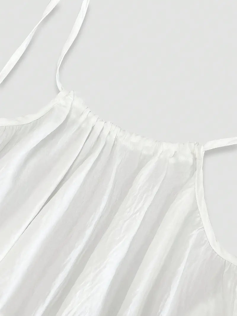 Robe Longue Légère pour Femme - Dos Nu, Sans Manches, Coupe Ample avec Détails Noués