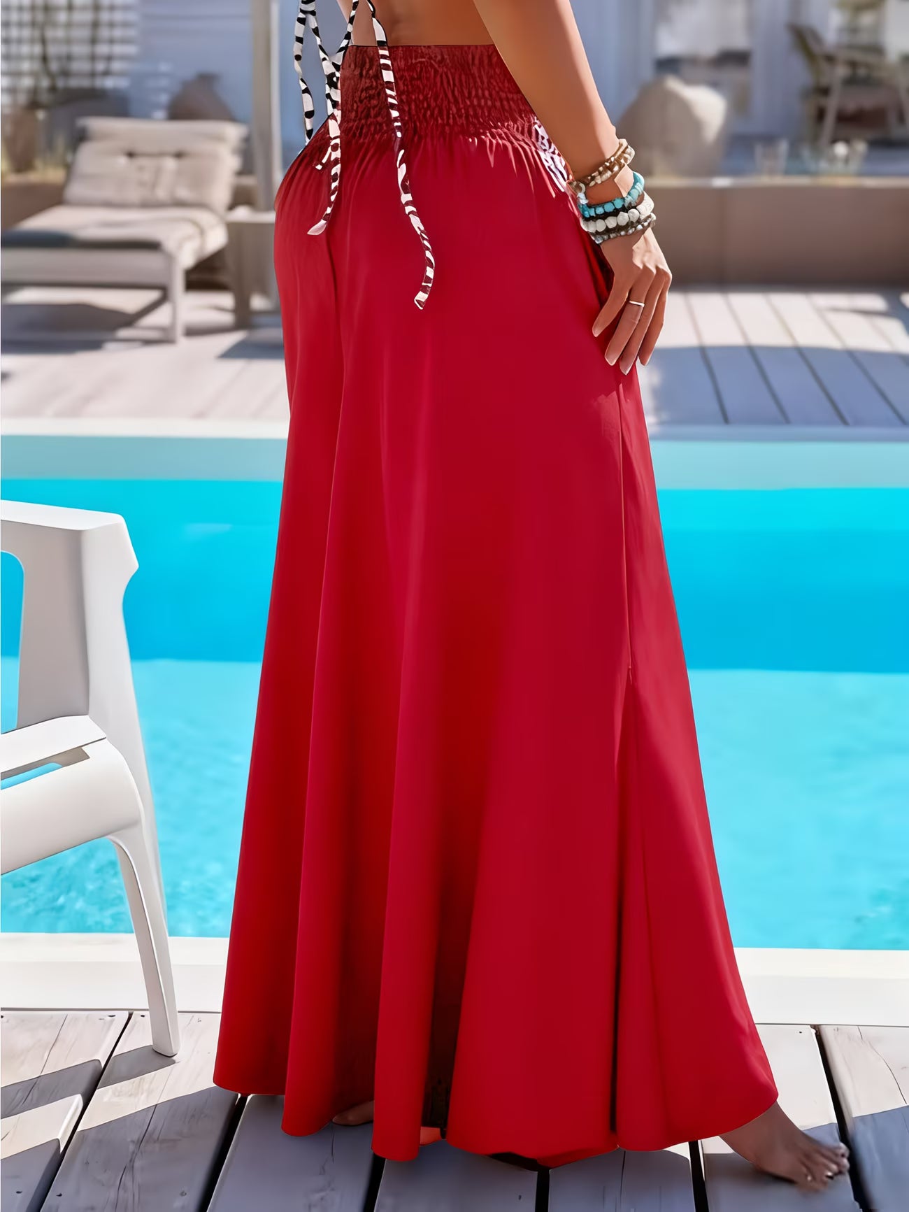Pantalon taille haute fluide — coupe large aérienne & élégance bord de mer