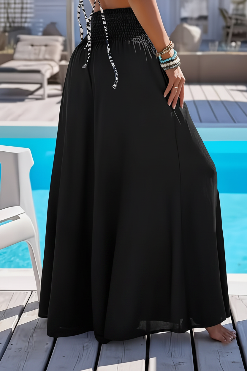 Pantalon taille haute fluide — coupe large aérienne & élégance bord de mer
