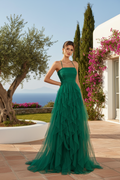 Robe longue élégante à ourlet asymétrique en mesh — allure couture & chic intemporel