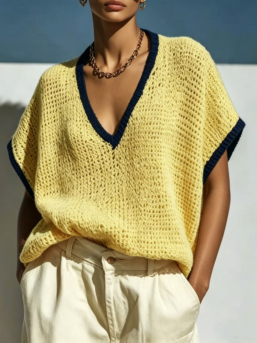 Pull oversize à manches chauve-souris en maille Monte-Carlo — Vogue Française