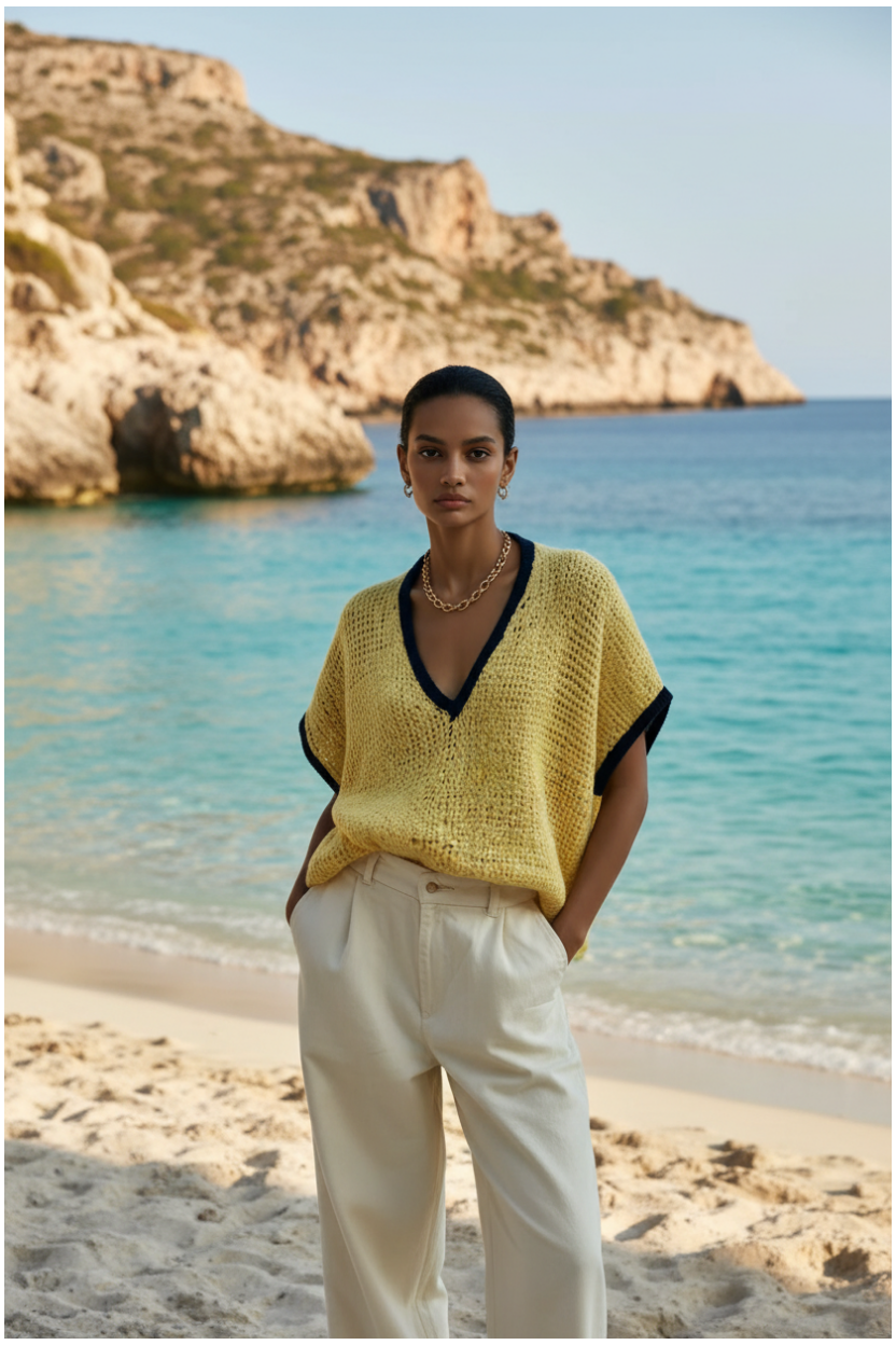 Pull oversize à manches chauve-souris en maille Monte-Carlo — Vogue Française